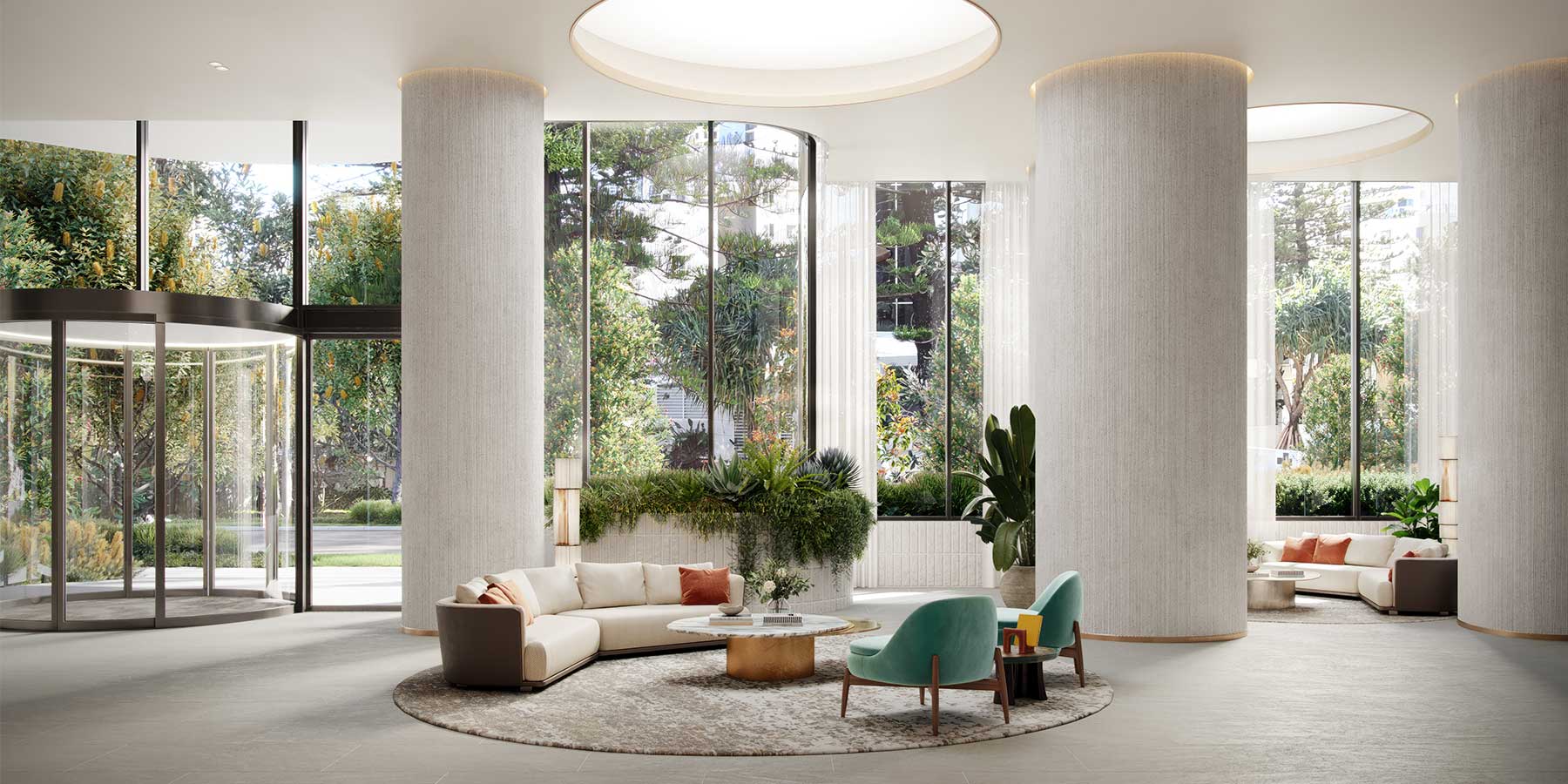 Concierge lobby at Palmera Residences, showcasing luxury apartment living on the Gold Coast.